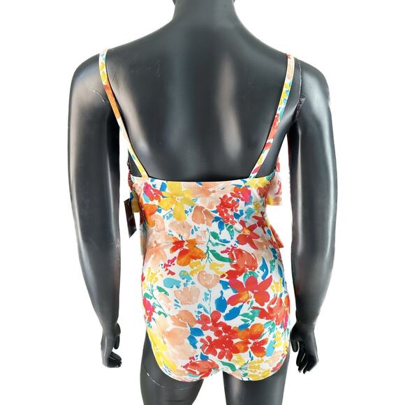 Ellen Tracy One Piece Swimsuit Sz 8 Floral Ruffled NWT MSRP $98 - Picture 2 of 5